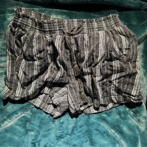 Striped Black and Gray Women's Shorts
